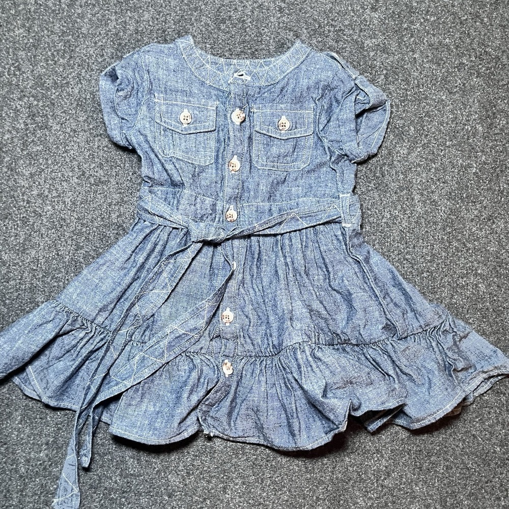 Ralph Lauren Short Sleeve Denim Dress with Diaper‎ Cover Girls 9 months - Picture 3 of 8